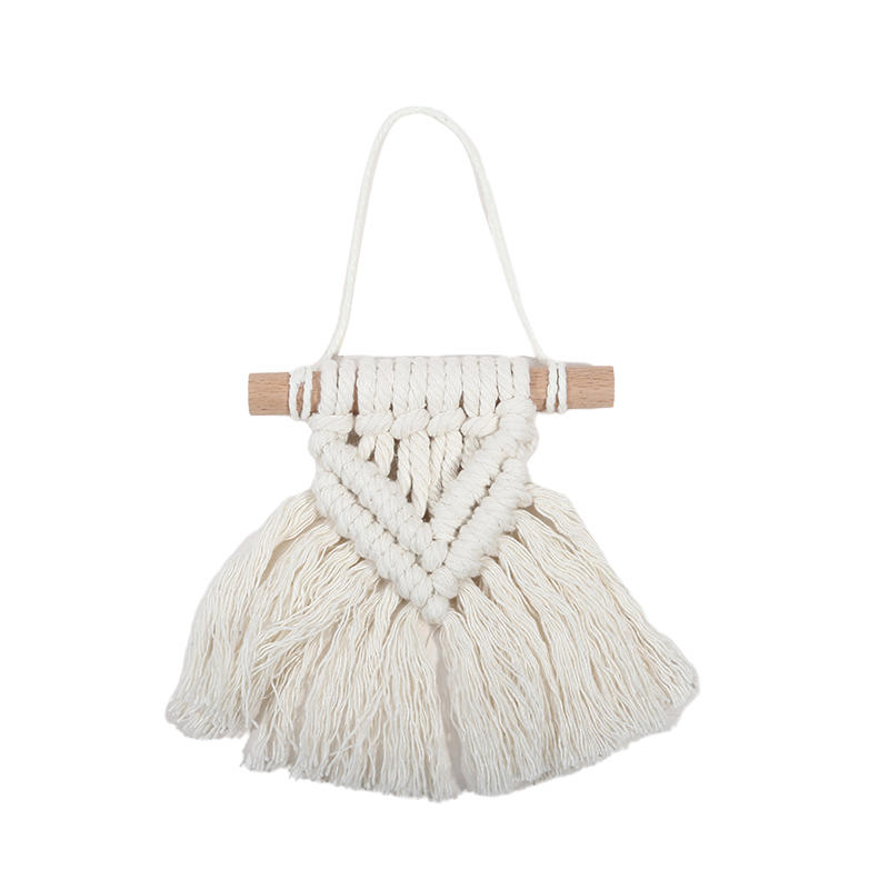 Ручная работа, мини-подвеска в стиле макраме, настенный гобелен в стиле радуги, украшение для автомобиля в стиле бохо для спальни, комнаты для девочек