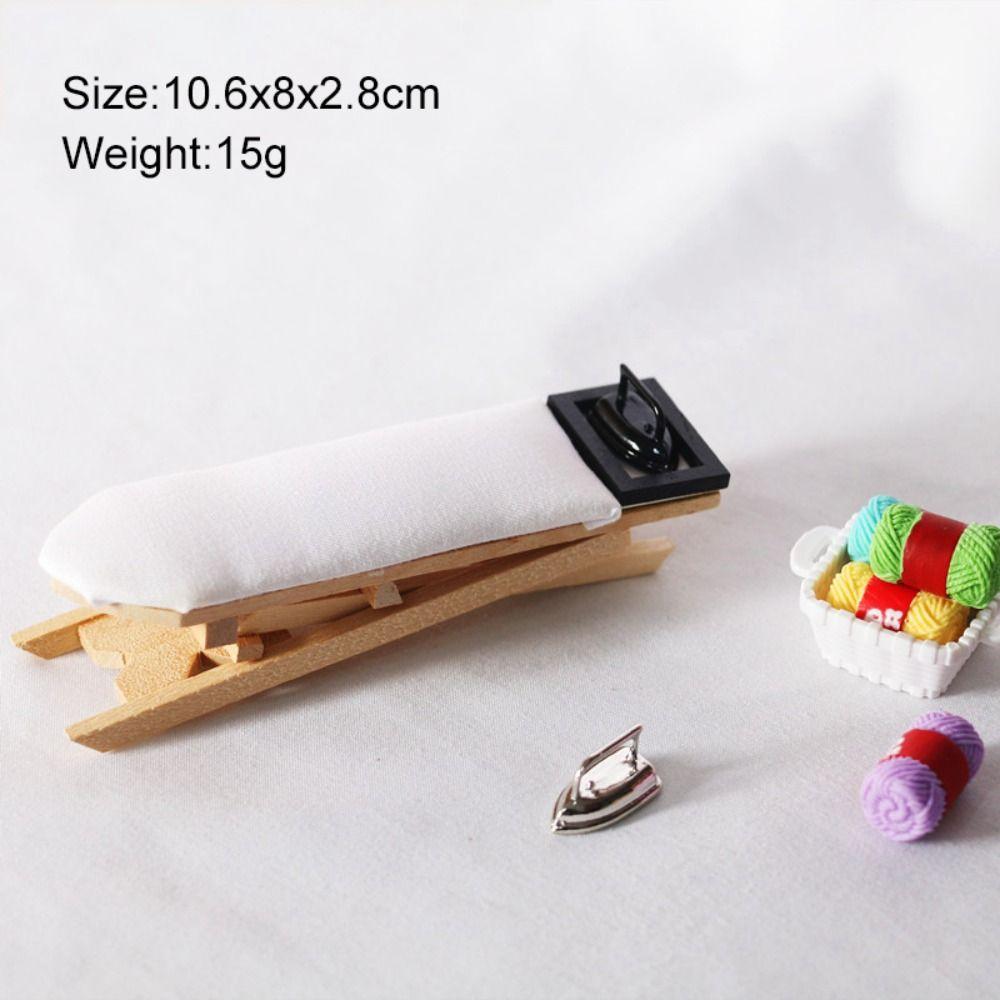 Смола Кукольный домик Миниатюрный Деревянный Гладильный Стол Металлический Кукольный домик Миниатюрная Мебель Девочки