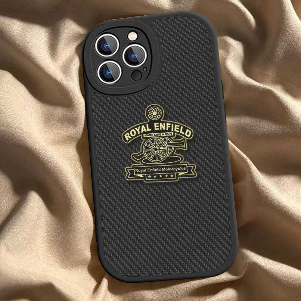 R-ROYALS E-ENFIELDS Logo Phone Case For IPhone 16 15 14 13 12 11 Pro Max Plus 16E Soft Leather Cover