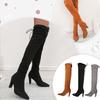 Winter And Autumn Boots Womens Suede Pointed Toe Long Boots  Strap Shoes