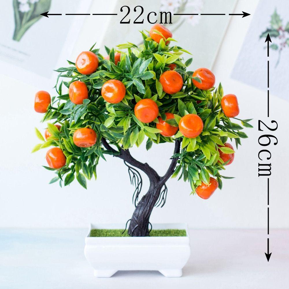 Plastic Artificial Fruit Tree Realistic Fruit Plant Potted Durable Artificial Orange Tree Indoor