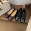 French Flat-bottomed Coffee Single Shoes Fairy Shoes Spring and Autumn 2025 New Summer Square Head Ballet Gentle Evening Shoes