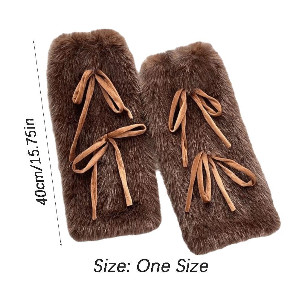Fuzzy Plush Boot Cuffs Bowknot Ribbon Plush Stockings JK Boot Cover  Sweet Harajuku Style