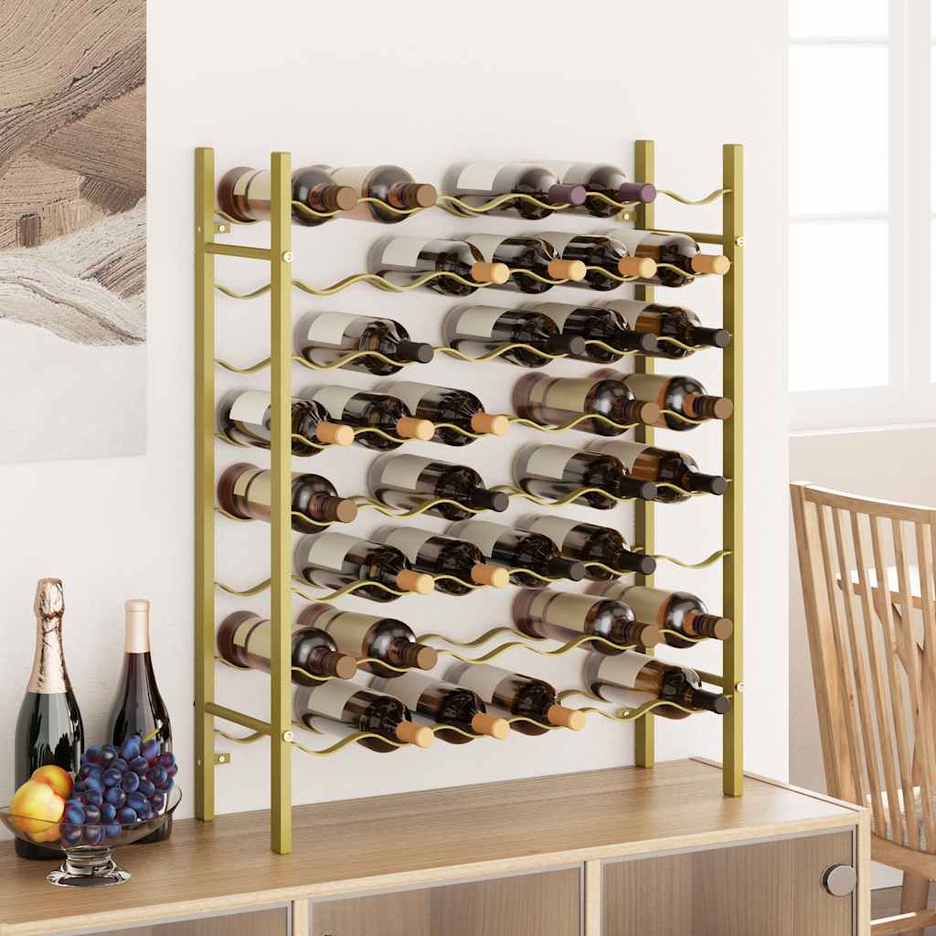 48 Bottle Wine Rack in Golden Metal