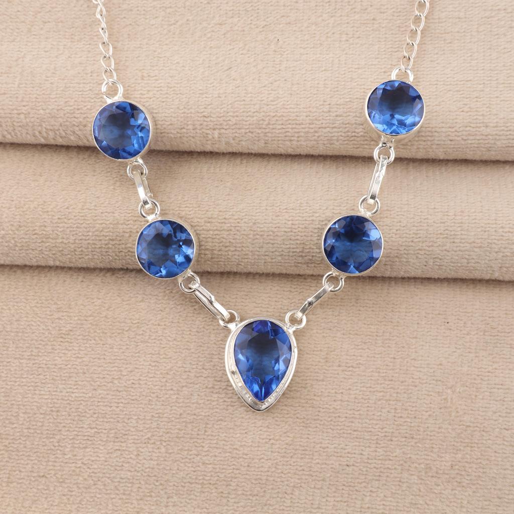 Танзанит Драгоценный Камень 925 Стерлинговое Серебро Ручной Работы Ювелирные Изделия Женский Свадебный Кулон 16-18" RN-3-8