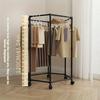 Hexagonal Rotatable Clothing Rack with Wheels – Sturdy 16mm Metal Tube, Freestanding Vertical Garment Hanger,  Black/White