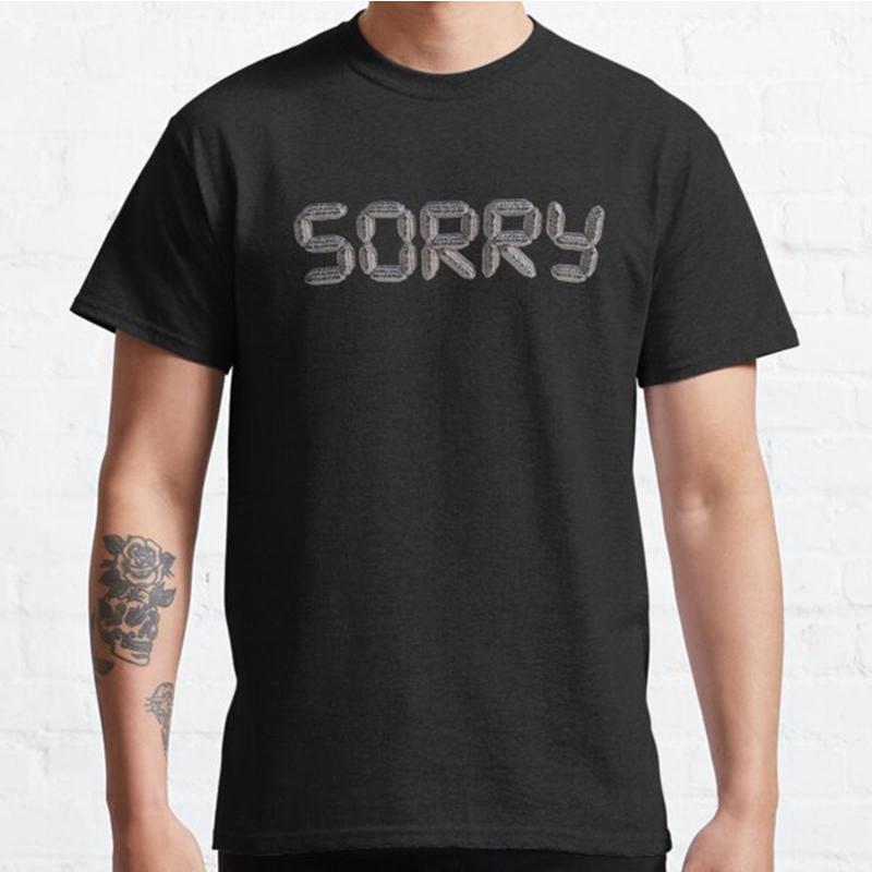Плюс Размер S-3XL SORRY Печатная футболка Мужские топы Модная одежда Футболки