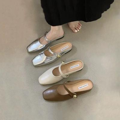 Тапочки-полушапки с французским носком Весенние тапочки небольшого размера с внутренней высотой Тапочки Cool Slippers Мягкая подошва Плоские одинарные туфли