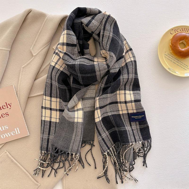 Осень и зима новый универсальный шарф женский утолщенный вязаный толстый бахромчатый теплый шарф имитация кашемира шаль