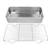 Roasting Pan and Rack Set Stainless Steel Easy Clean Rectangular Roaster with Rack for Cooking Baking23.5x17.5x5cm