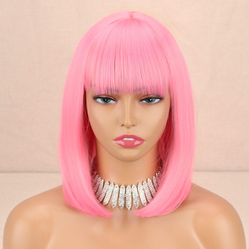 MISSQUEEN Короткие прямые парики «боб» с челкой, блондинка, золотисто-коричневый, натуральные синтетические волосы для женщин, повседневный косплей, парик из термостойкого волокна