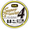 Рыболовная леска DUEL Super X Wire 4 PE Высокая 5 [Высокая прочность, Чувствительность] 0.8, 150м, Цвета/Желтая маркировка, H3586N-5CR