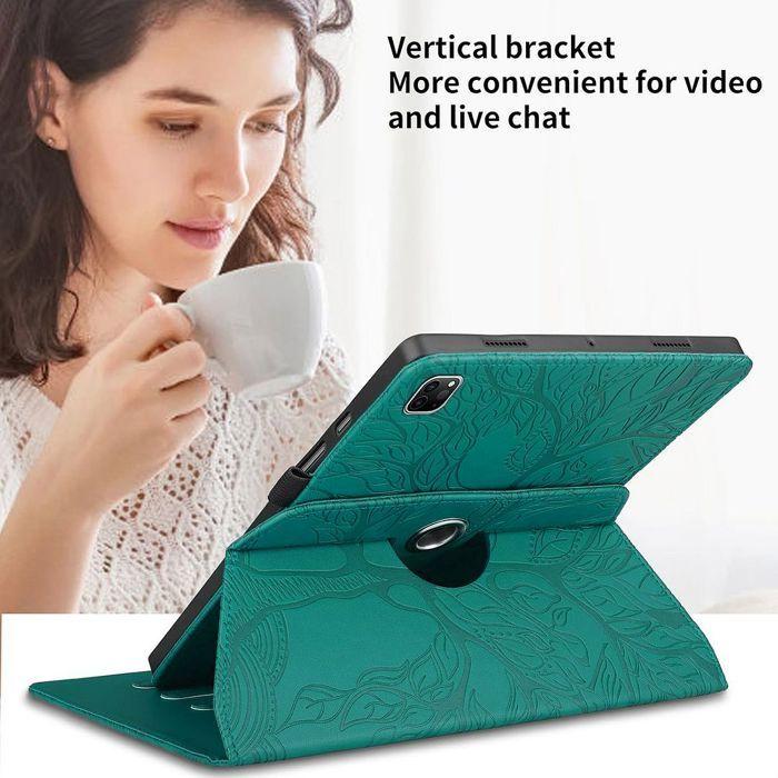 Coque + Verre Trempé pour iPad Air 4/5e Génération 10,9" - Etui Antichoc Rotatif Synthécuir Vert