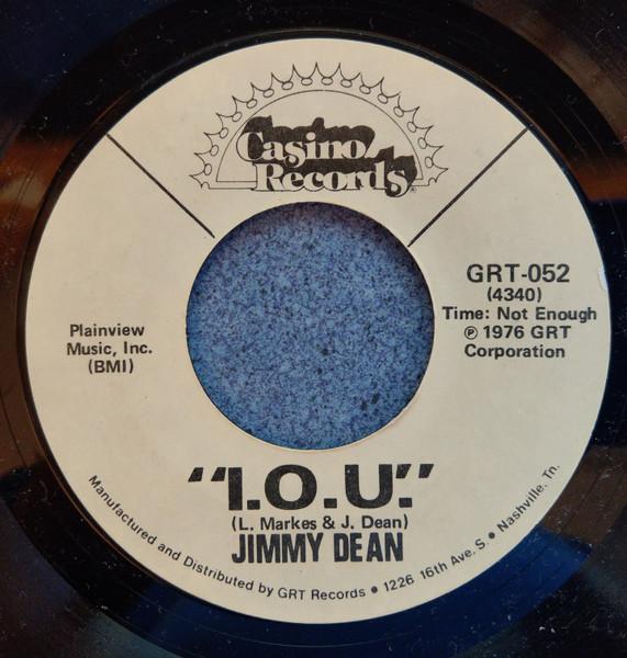 Пластинка 7 дюймов JIMMY DEAN I.o.u. GRT052 КАЗИНО 1976 США КантриФолк Б/у