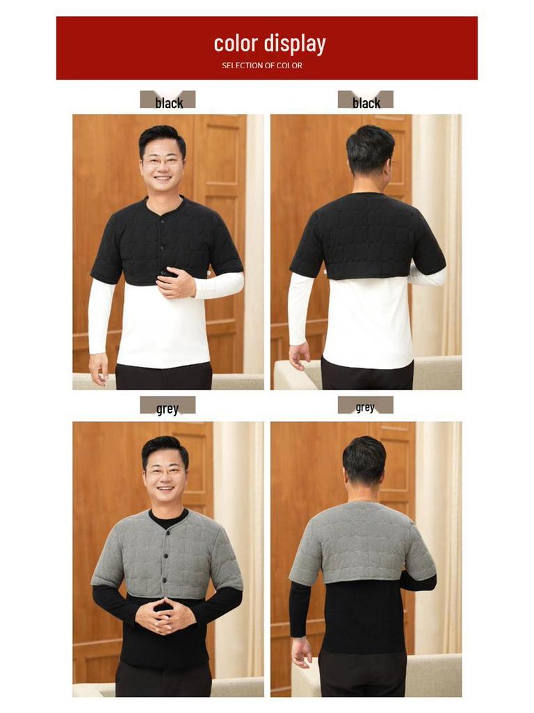 Мужской зимний бархатный стеганый жилет - Теплый, свободного кроя, с защитой плеч и шеи для людей среднего и пожилого возраста