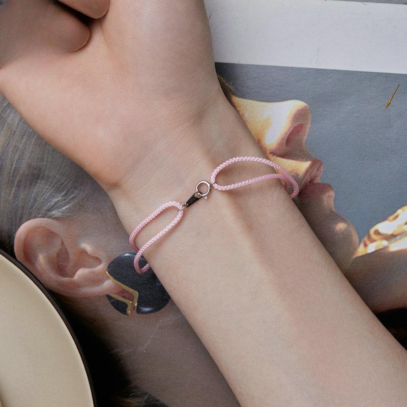 Новый регулируемый браслет с розовой бабочкой, яркий девчачий серебряный браслет S925, ювелирные изделия