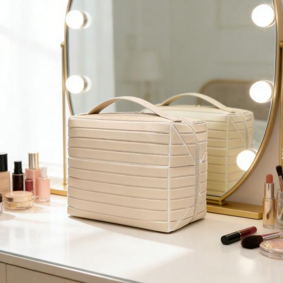 Складная косметичка-органайзер для макияжа, водонепроницаемая, с выдвижными отделениями для средств по уходу за кожей, туалетных принадлежностей, инструментов для макияжа