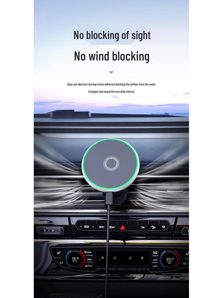 T50 Magnetic Car Phone Holder with Wireless Charging and Adjustable Navigation