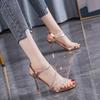 Korean Version of Sexy Rhinestone Stiletto High Heels Women's Summer 2025 New Fairy Style One-word Buckle Temperament Sandals
