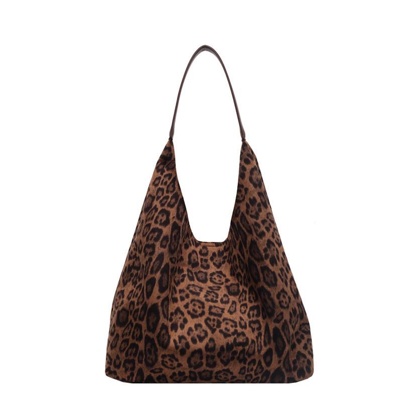 Ielgy Retro Fashion Leopard Print Tote Bag Korean Version Trendy Casual Large-Capacity One-Shoulder Female Bag