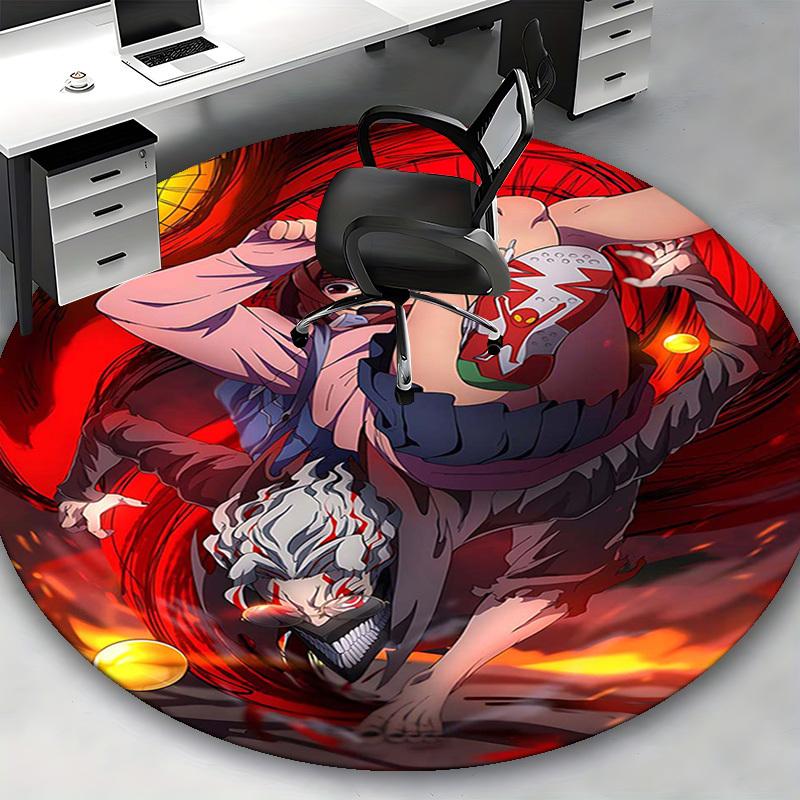 1pc Anime Character with Red Shoes Round Carpet - Office Chair Mat, Non-Slip Rug for Home Decor, Living Room, Bedroom