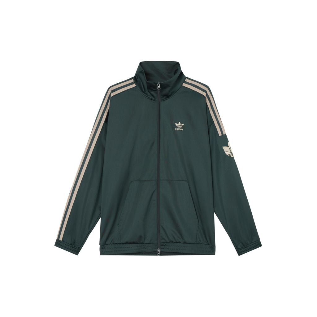 Adidas Originals Retro Classic Three Stripes Sports Stand Collar Long Sleeve Jacket Men Jacket Dark-Green JL8400