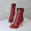 Sexy Women Boots Lace-Up Pointed Toe Pump Boots Women High Heel Shoes for Winter Custom Ladies Ankle Boots Botines Mujer WSH3681
