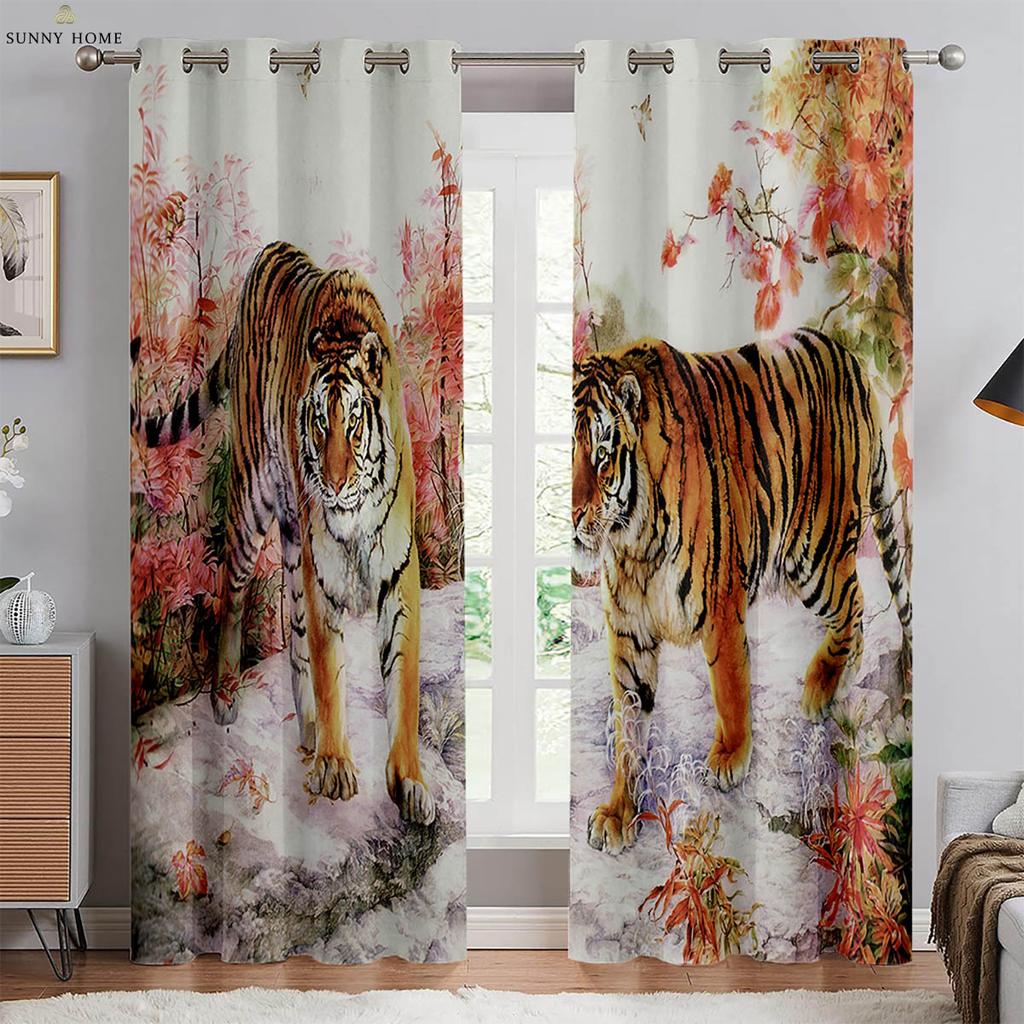 Тигр Лев животное 3D печать занавеска спальня гостиная кабинет кухня затемнение теплоизоляция занавеска украшение дома 2 шт