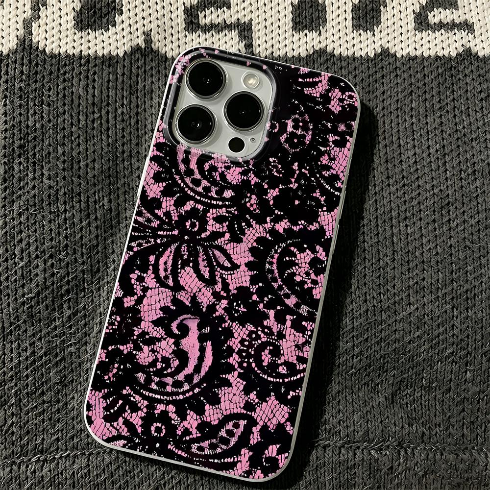 Черный Кружевной Чехол Для Телефона Для Iphone 16 17 15 Pro Max 14 Plus 13 12 11 17Air Funda Чехол Для Телефона Защита от Отпечатков Пальцев Coque