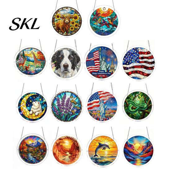 Home Decor Puzzle Gift Acrylic Suncatcher, Colorful Window Hanging, 7.48 Inch Sun Catcher Stained Glass Decoration Ornament, Ideal for Gifting