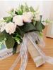 25 см искусственный букет цветов искусственный свадебный букет для церемонии букет цветов шелковые свадебные букеты для украшения свадебной вечеринки