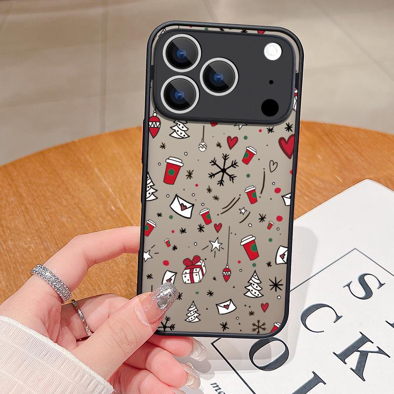 Christmas New Year Print Case For iPhone 17 Air 16e 16 15 14 Pro Max 13 Shockproof Soft Edge Hard PC Matte Phone Cover