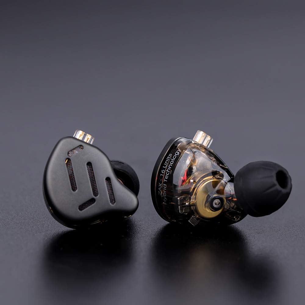 KZ ZAX (7BA+1DD) Гибридные Hi-Fi наушники, Сделано в Китае с 10-мм динамическими драйверами PEK и 7 оригинальными арматурными драйверами (Без микрофона, черный)