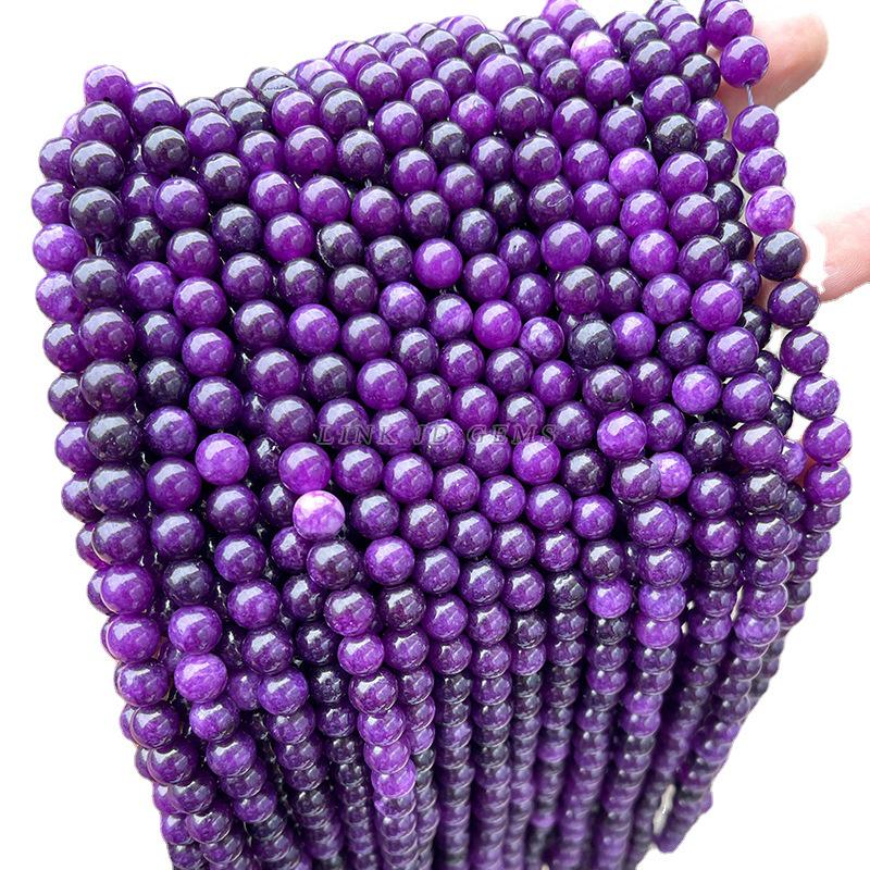 Deep Purple Chalcedony Imitation Lepidolite Round Beads for DIY Jewelry