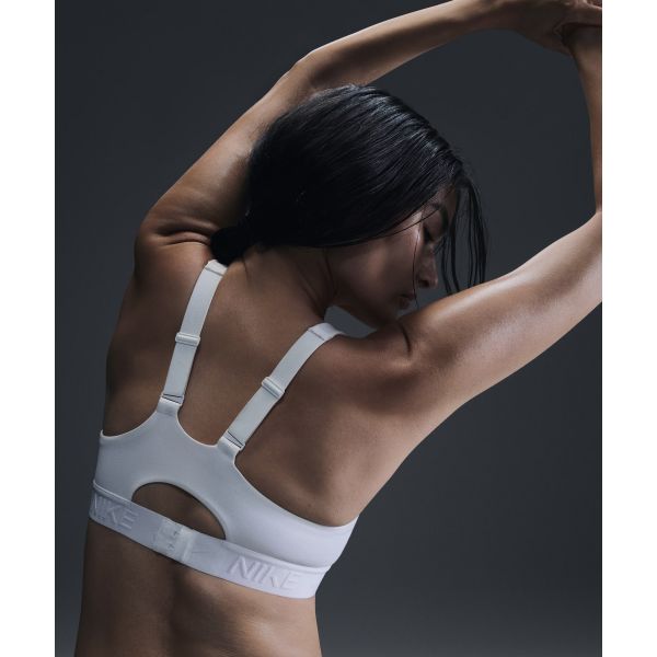 Nike Мягкий регулируемый спортивный бюстгальтер, однотонный, дышащий, с двумя бретелями, женское нижнее белье, белый FD1069-100
