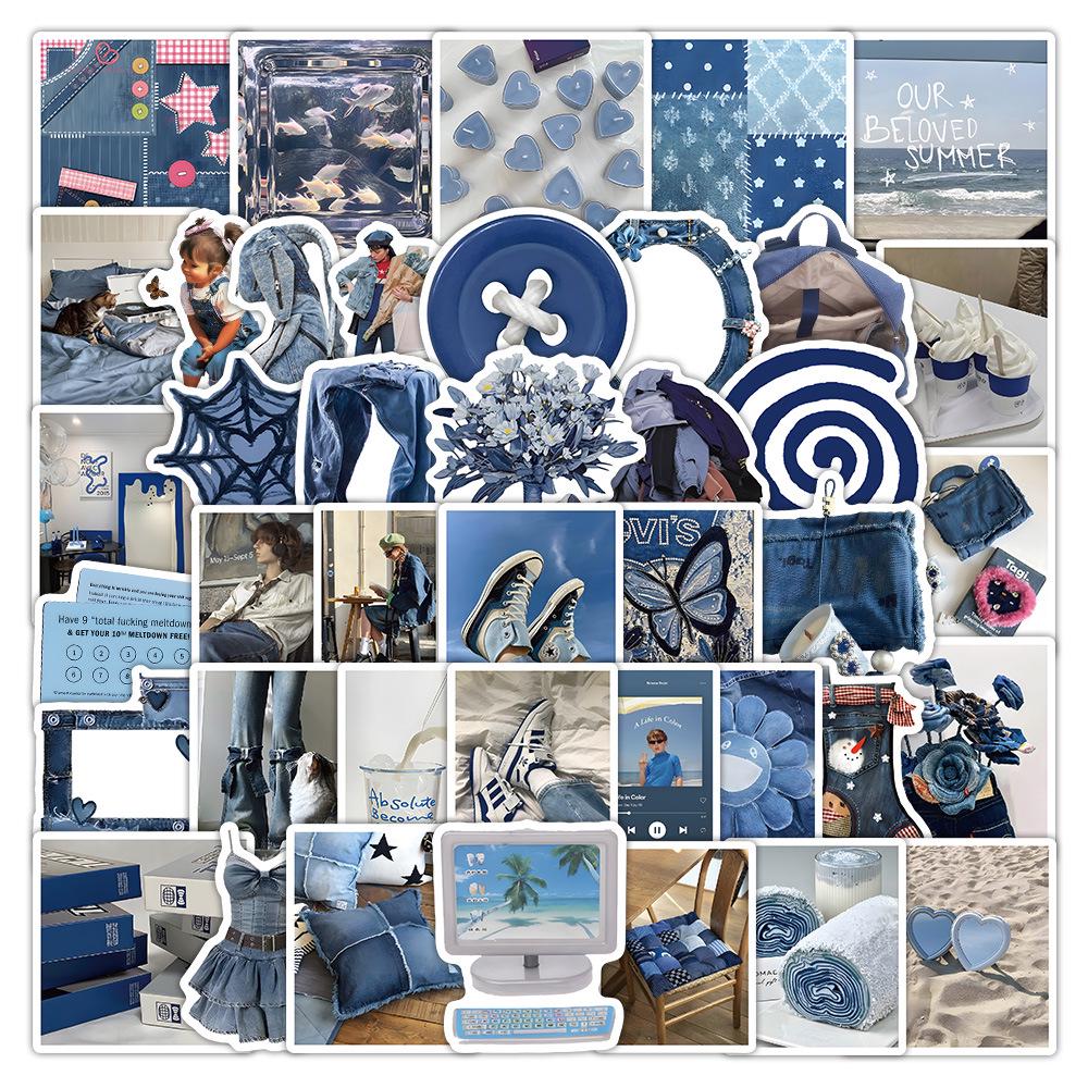 60 листов многоцветных наклеек в стиле ИНС: Реалистичные маленькие объекты в синем, розовом, фиолетовом, желтом и зеленом цветах