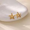 Shell Starfish Zircon Stud Earrings Fashionable Versatile Women's Stainless Steel Casting Personalized Light Luxury Earrings