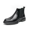 Модные Мужские Ботинки Новые Высокие Однотонные С Круглым Носком Резные Business Casual Мужские Ботинки Британский Стиль ПУ Кожаные Ботинки Большого Размера 38-46