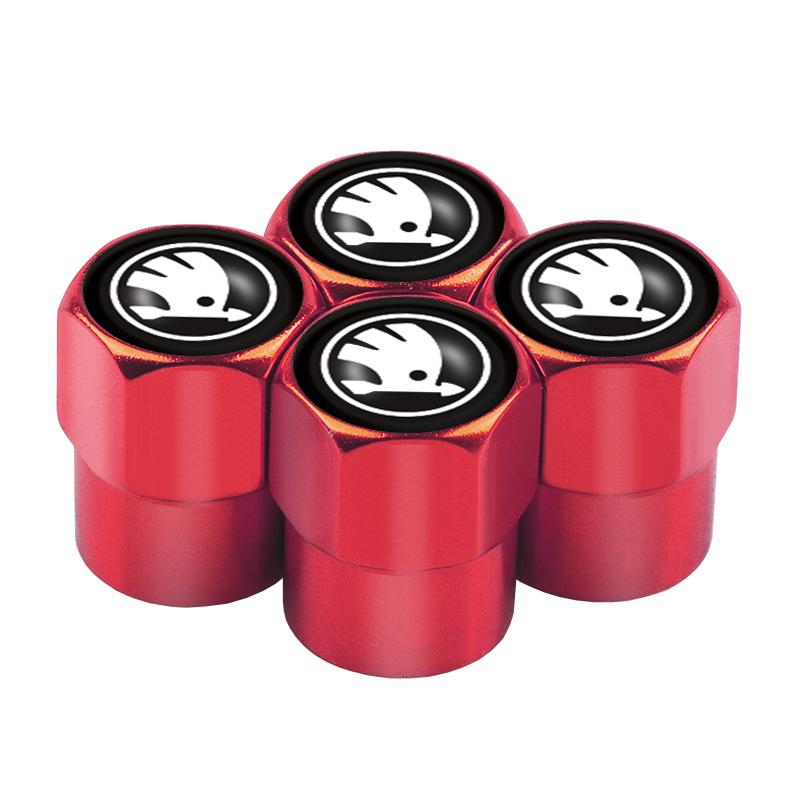 LKPP1 4PCS Car Styling Aluminum Emblem Wheel Tire Valve Stem Air Caps For Skoda S Octavia Fabia Rapid Yeti Superb Octavia A5 VRS VII