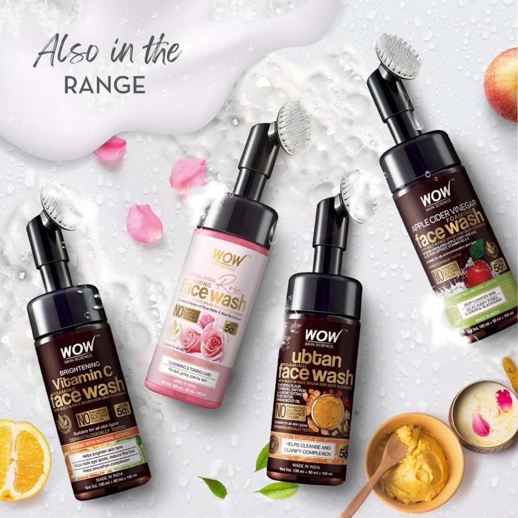 WOW Skin Science Charcoal Foaming Face Wash with Built-in Brush 150 Ml Pack for Deep Cleansing All Skin Types