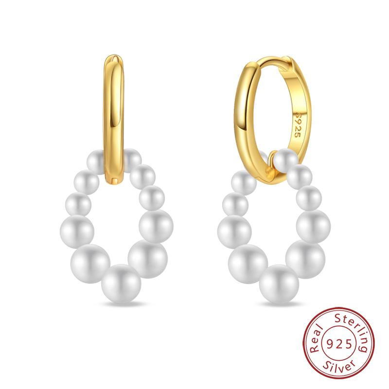 Luxury Golden Conch Starfish Pearl Ear Studs 925 Silver Butterfly Heart Shaped Pendants Pearl Earrings For Women Party Jewelry