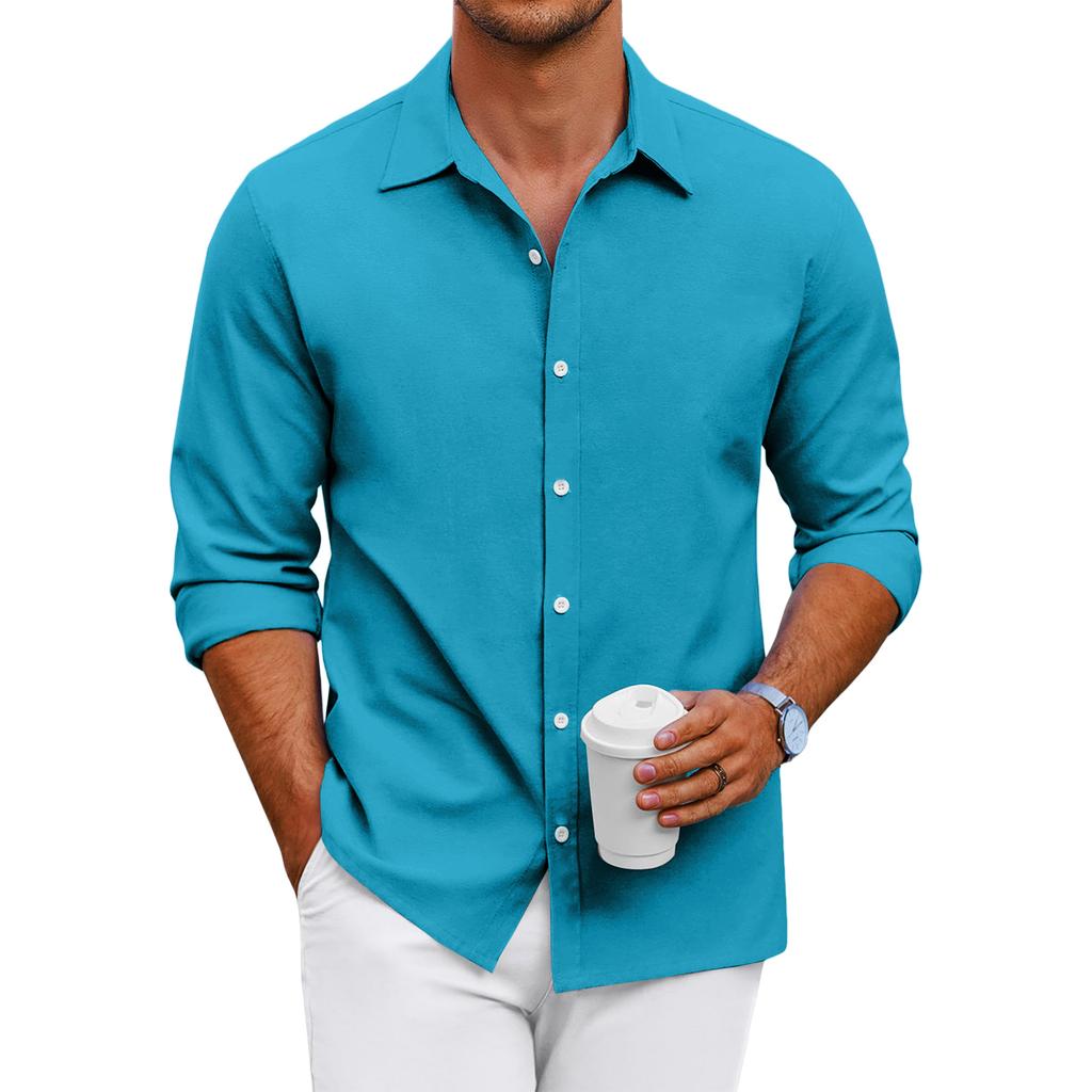 Men's Loose-fitting Casual Button-down Long-sleeved Shirt