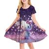 Sanrio Новое Летнее Платье для Девочек Модное Мультяшное Милое Киннаморолл и Хелло Китти Платье с 3D-печатью Детская Одежда с Коротким Рукавом Принцессы