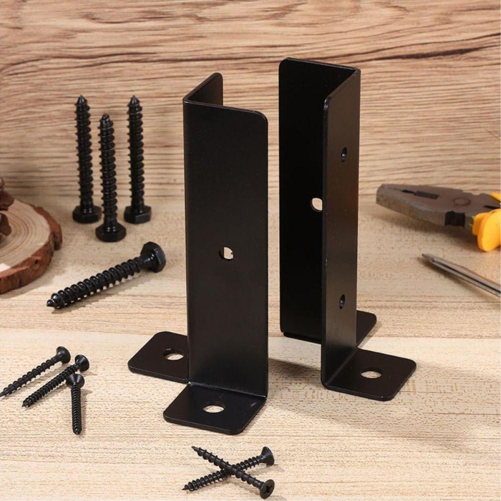 4pcs Adjustable Post Base Brackets Corrosion Resistant Heavy Duty Fence Post Base Support with Screw Metal
