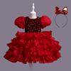 Puffy Skirt Girls' Dress: Birthday, Flower Girl, Dance, Evening Gown with Headband