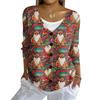 Women's Fashion Casual Knit Sweater Button-Up Christmas Print Cardigan Jacket