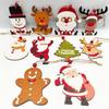 Christmas Wooden Ornaments Vintage Snowman Reindeer Santa Gingerbread Man Christmas Tree Hanging Decoration for Winter Home Decor