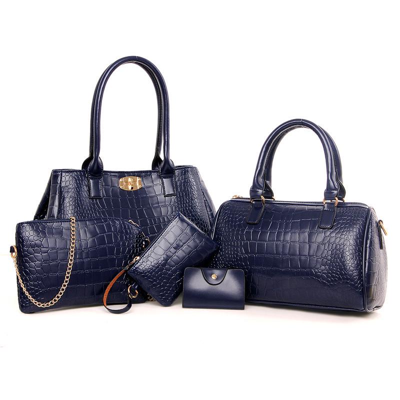 Women's New European and American Fashion Crocodile Pattern Five-piece Set Mother and Child Crossbody Shoulder Handbag