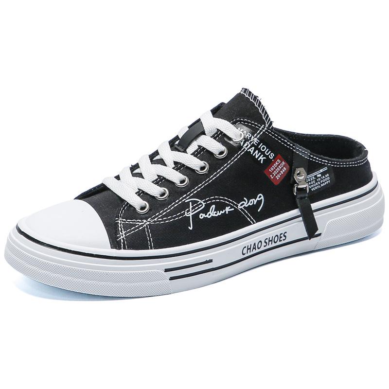 Summer New Breathable Bag Head Drag Men's Canvas Shoes Casual Men's Shoes Korean Version Semi-drag Student Tide Shoes