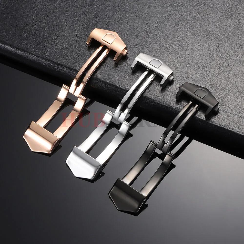 Для ремешка часов TAG Heuer Пряжка 18 мм 20 мм Нержавеющая сталь Двойные кнопочные застежки для кожаного силиконового ремешка Складная застежка